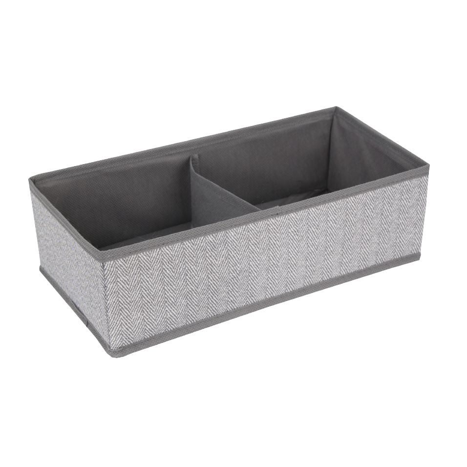 Space Logic Oblong Drawer Divider 2-Section Grey Herringbone image 0