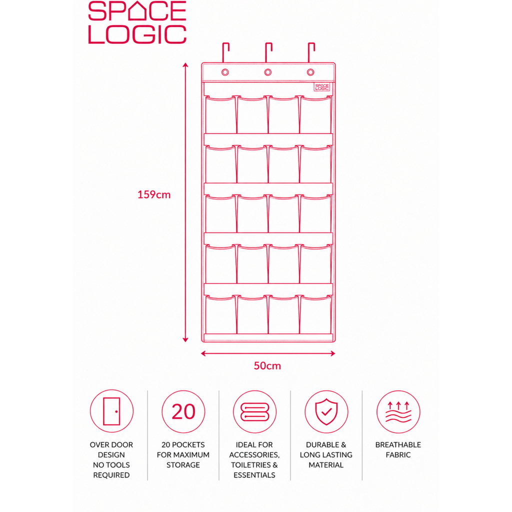 Space Logic 20 Pocket Over Door Organiser Navy