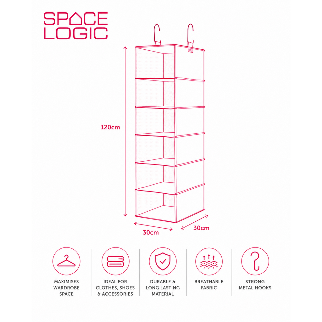 Space Logic 6-Shelf Hanging Organiser Navy