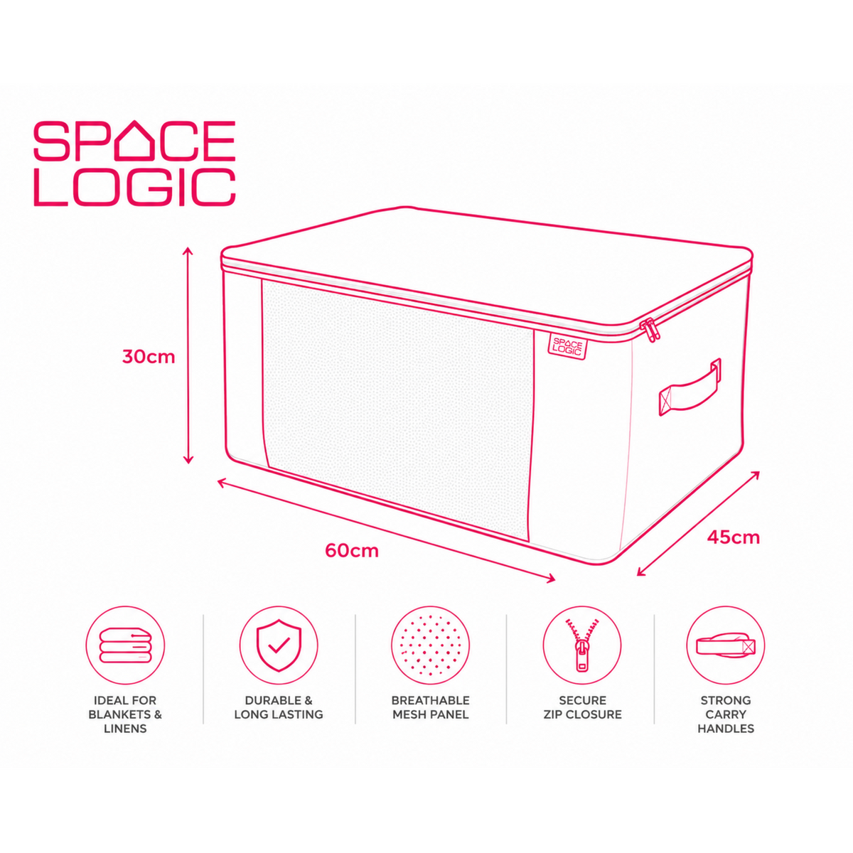 Space Logic Blanket Storage Tote Urban Grey