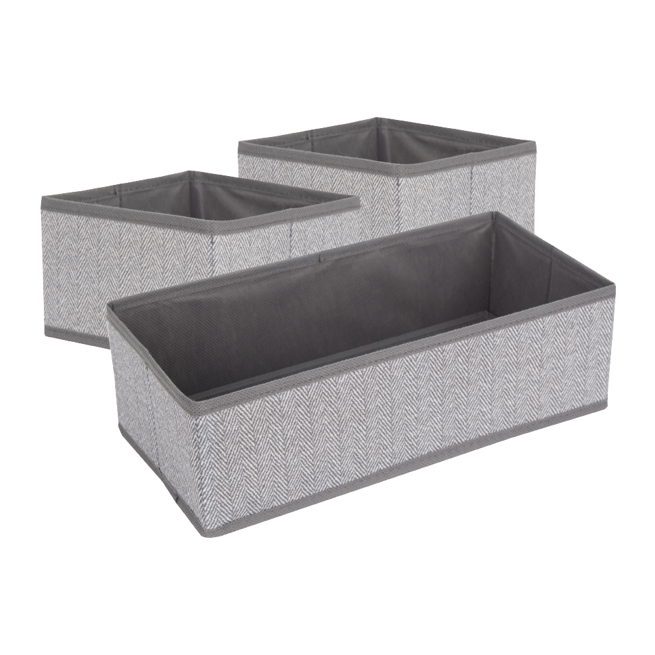 Space Logic Drawer Divider Set of 3 Grey Herringbone image 0