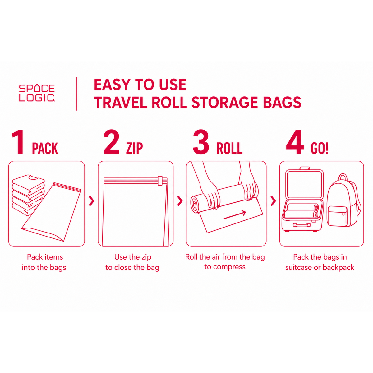 Space Logic Travel Roll Storage Bags Twin Pack Large