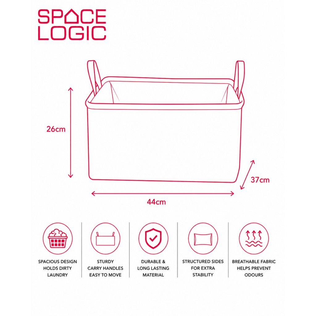 Space Logic Laundry Basket Stone Grey 35L