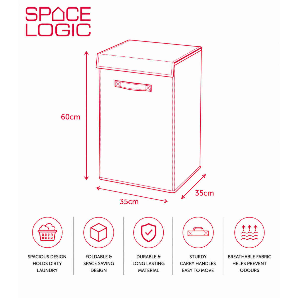 Space Logic Laundry Hamper Grey Herringbone