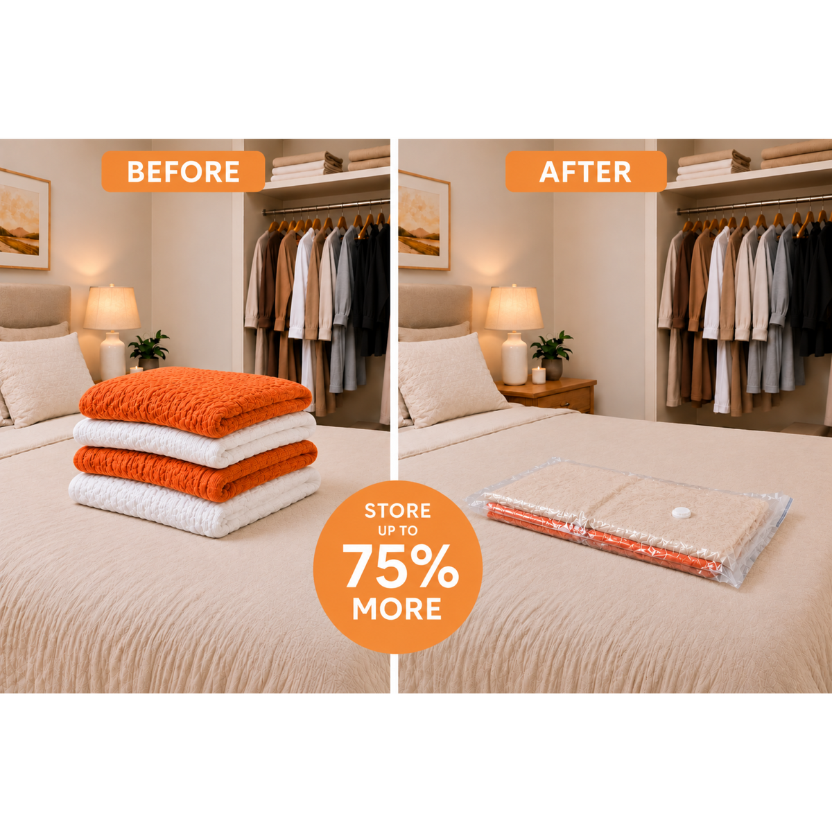 Space Logic Flat Vacuum Storage Bags Twin pack Medium