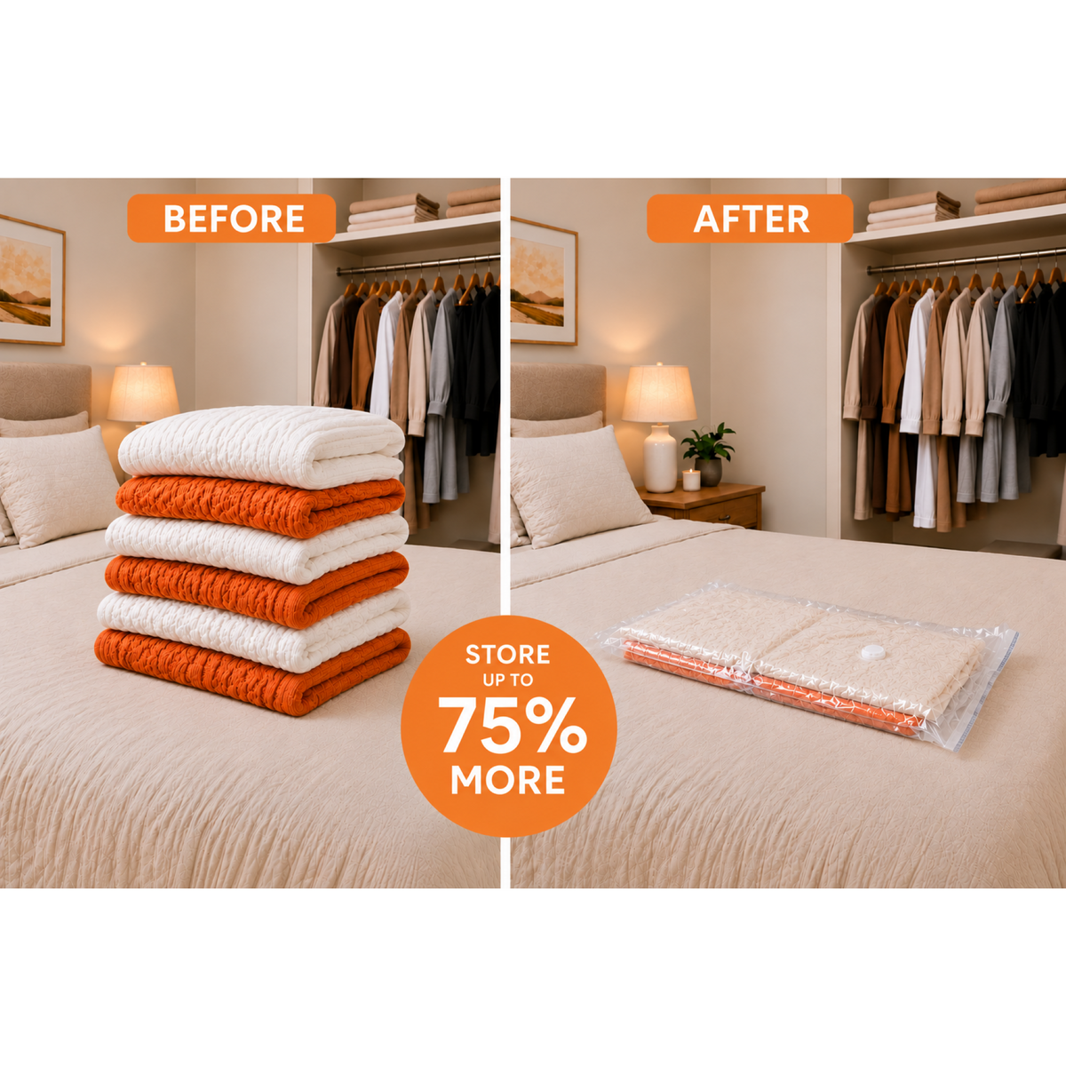 Space Logic Flat Vacuum Storage Bags Twin pack Large