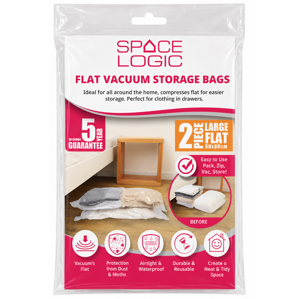 Space Logic Flat Vacuum Storage Bags Twin pack Large