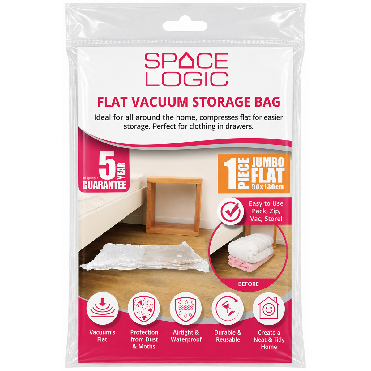 Space Logic Flat Vacuum Storage Bag 1 Piece Jumbo