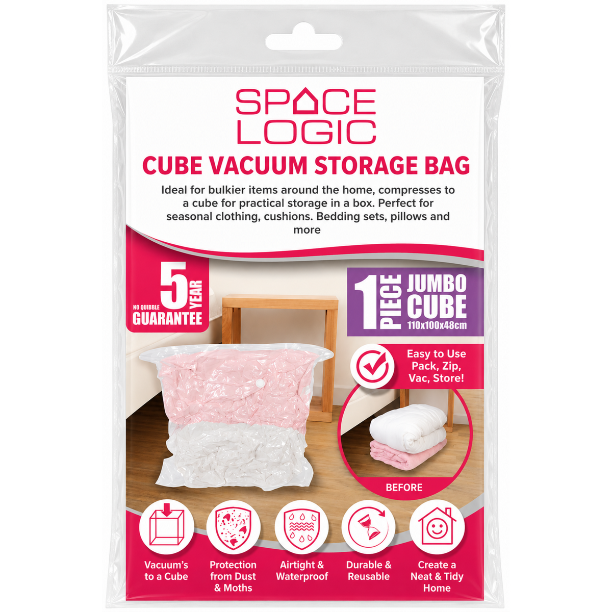 Space Logic Cube Vacuum Storage Bags 1 Piece Jumbo