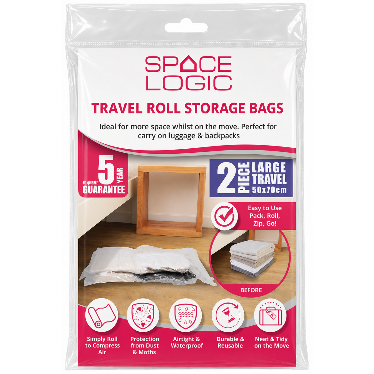 Space Logic Travel Roll Storage Bags Twin Pack Large