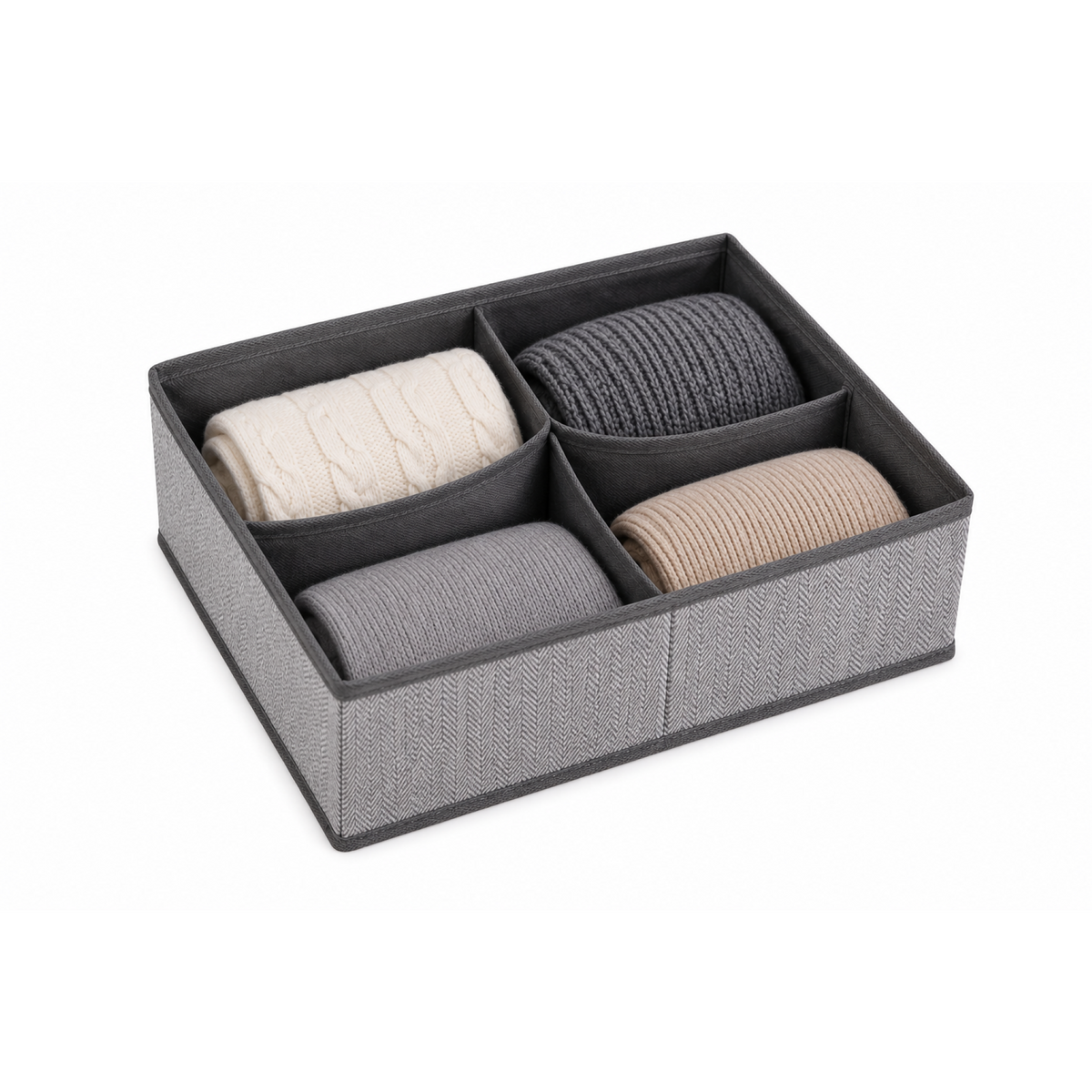 Space Logic 4-Section Drawer Divider Grey Herringbone